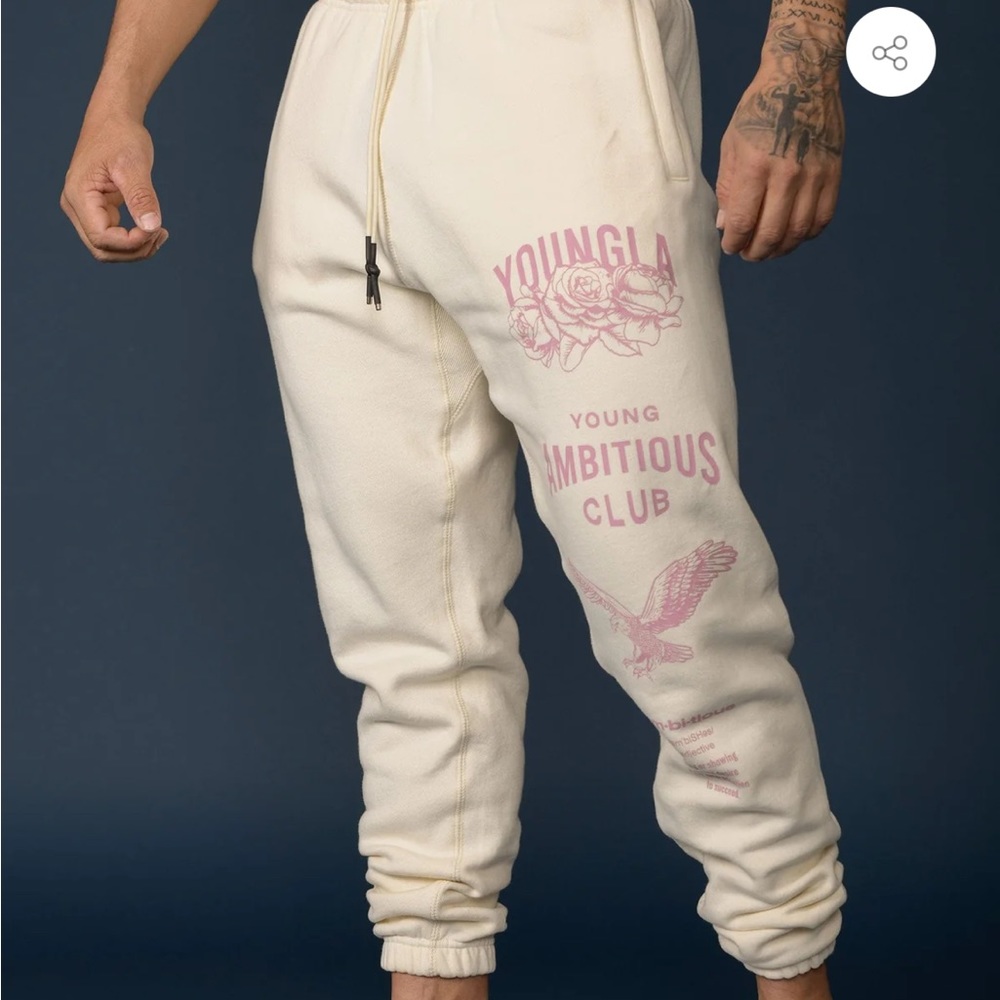 YOUNGLA DREAMER JOGGER SWEATPANTS  CREAM Sz M
